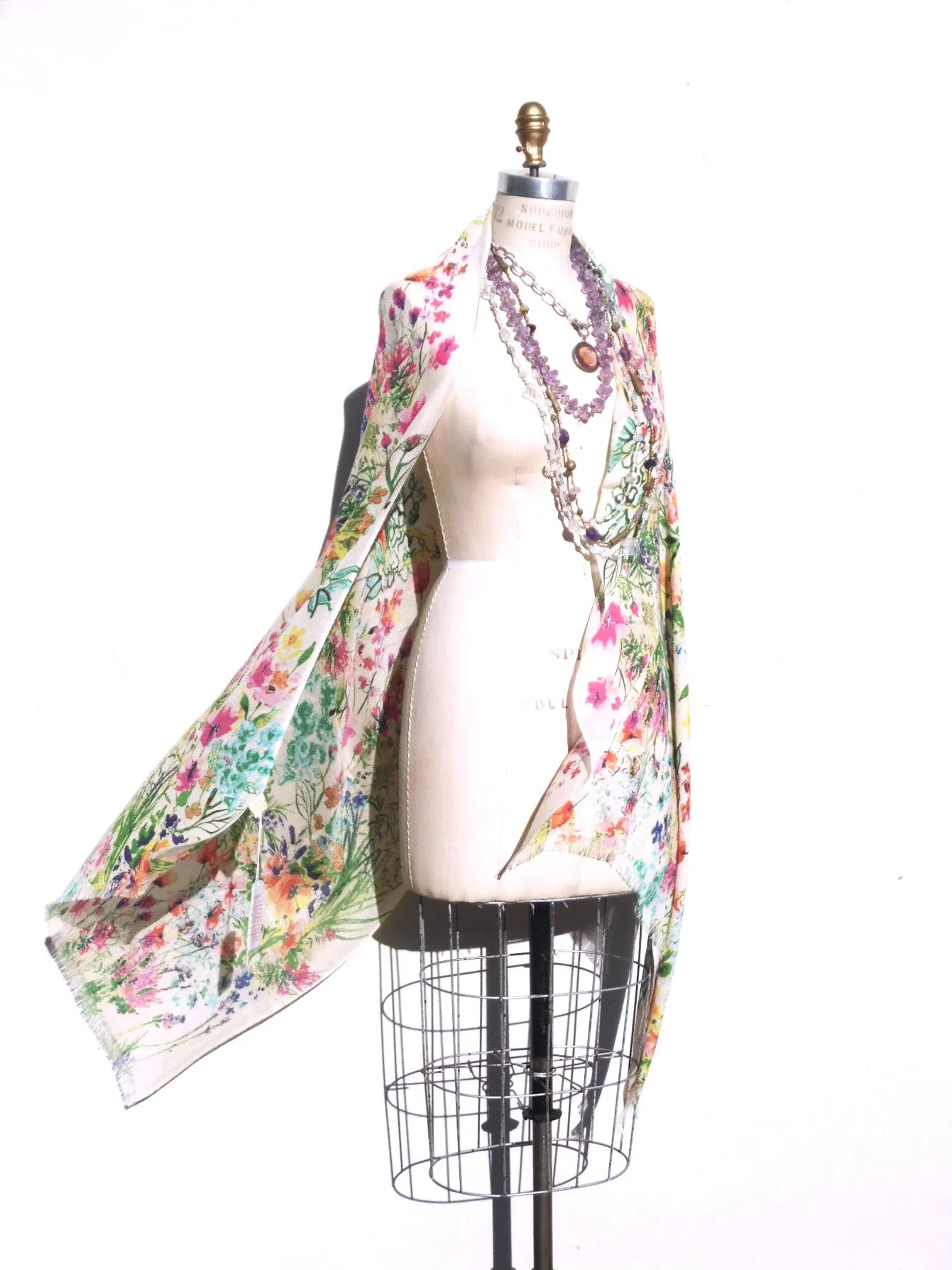 Shawl Silk And Cashmere Paisley Black and Bright