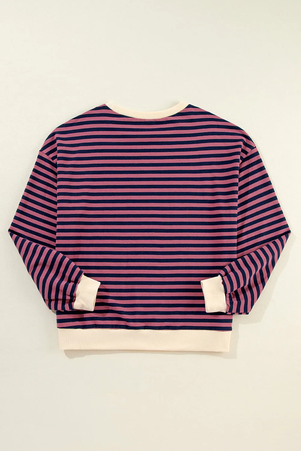 Sky Blue Stripe Contrast Edge Oversized Pullover