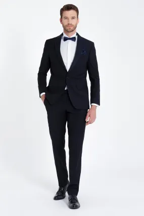 Slim Fit Release Shawl Lapel Wool Blend Navy Classic Tuxedo