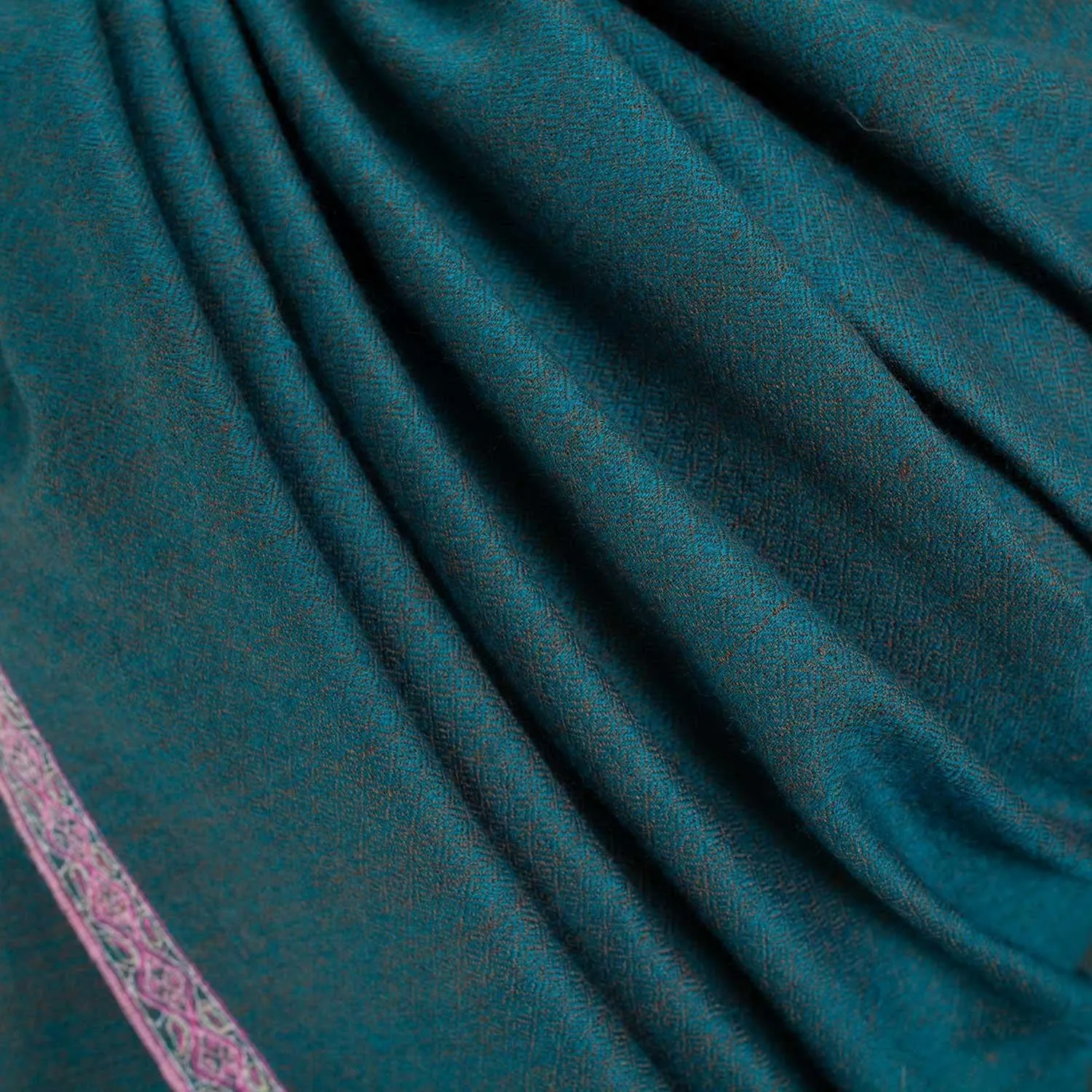 Sozni Hand Embroidered Double Sided Pashmina Teal