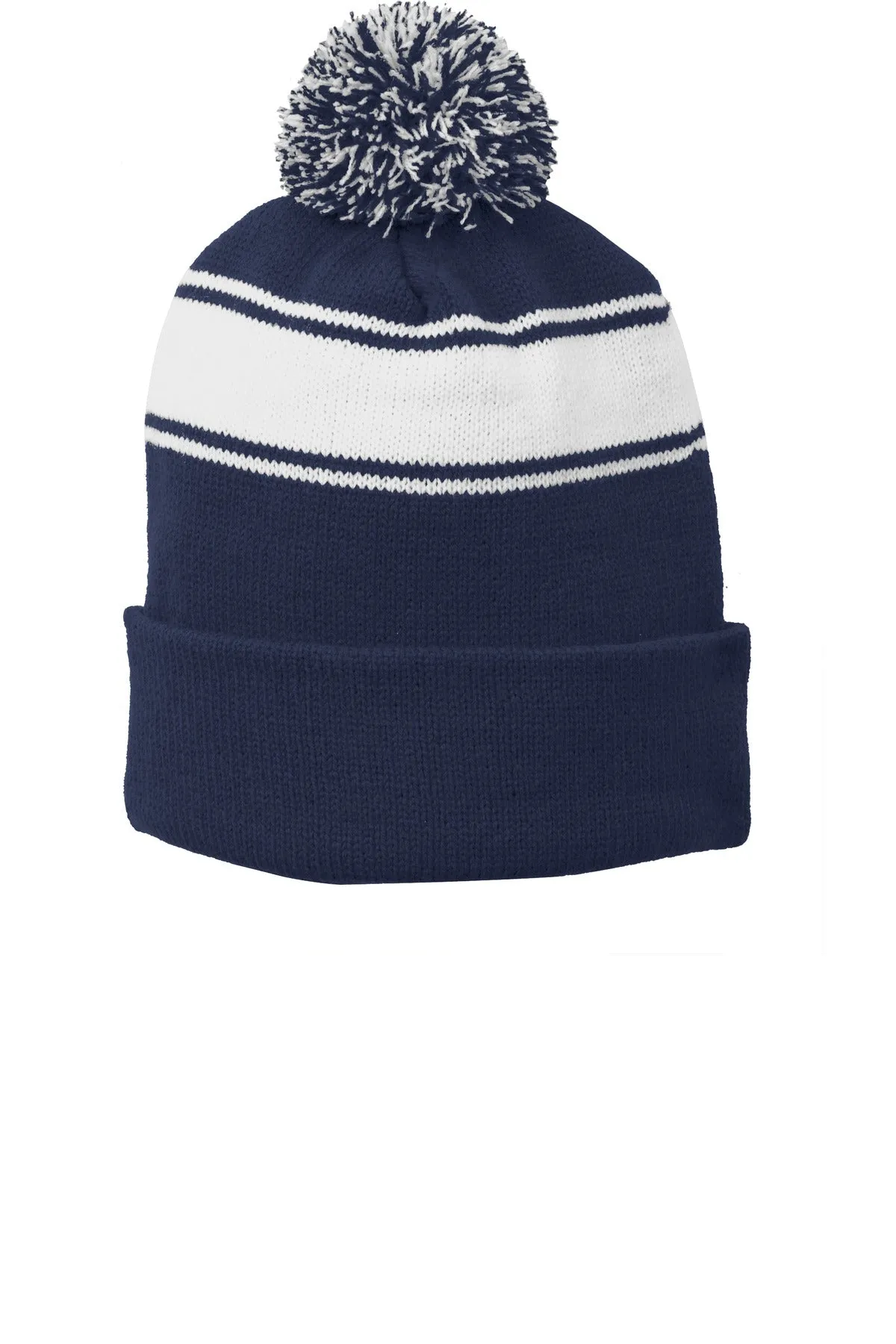 Sport-Tek® Stripe Pom Pom Beanie.  STC28