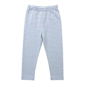 Straight Leggings -Sky Blue/White Stripe