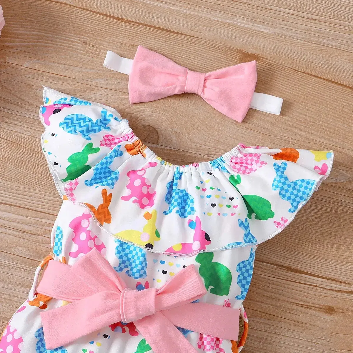 Summer Newborn Girls Rabbit Ruffle 3PC Set