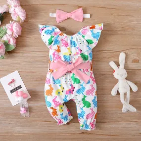 Summer Newborn Girls Rabbit Ruffle 3PC Set