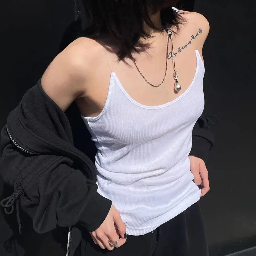 Summer Tank Tops For Women Square Collar Sleeveless Off Shoulder Pullover Casual Vest Female Fashion Clothing