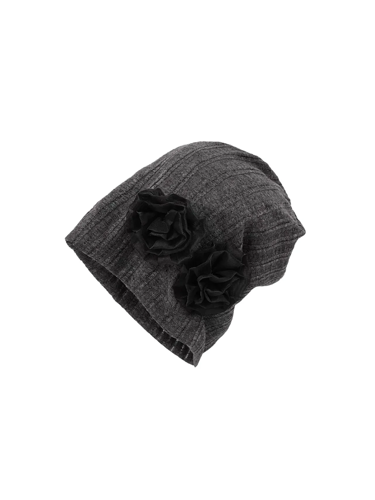 TAVIMART  -  Harajuku Three-dimensional Rose Flower Knitted Pullover Hat Niche Fashion Spring and Autumn Solid Color Women Skull Beanie Cap