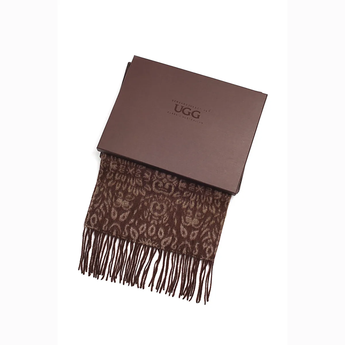 Ugg Cashmere & Wool Scarf Chocolate and Tan