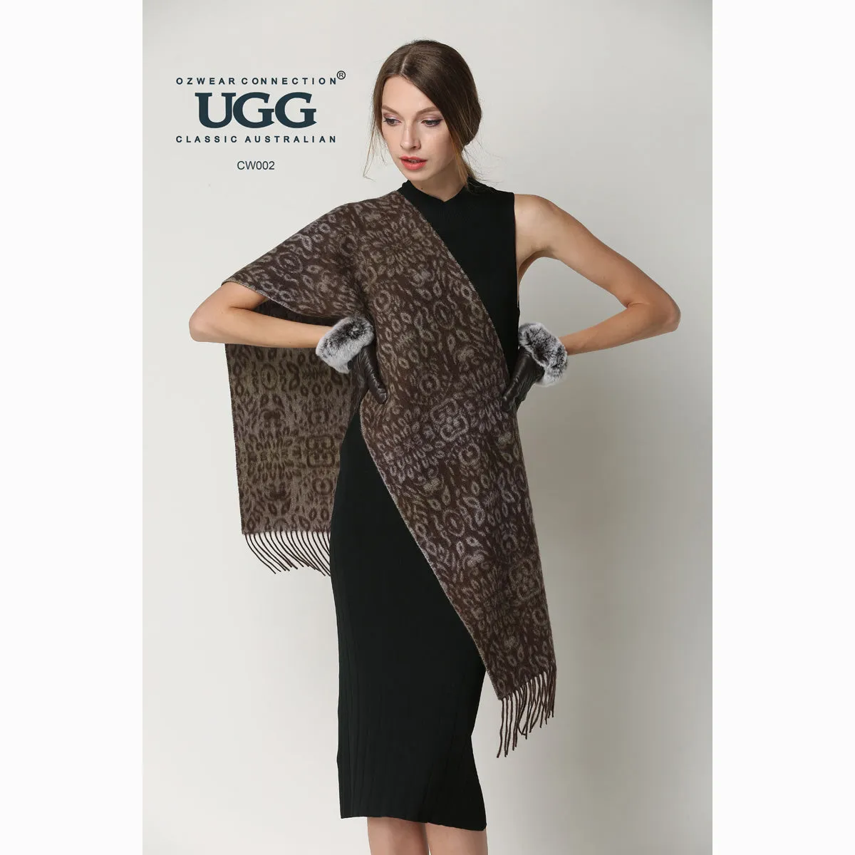 Ugg Cashmere & Wool Scarf Chocolate and Tan