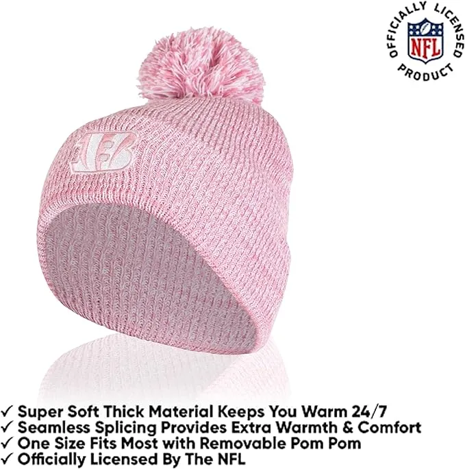 Ultra Game Adults Unisex NFL Official Super Soft Winter Beanie Knit Hat with Extra Warm Touch Screen Gloves|Cincinnati Bengals