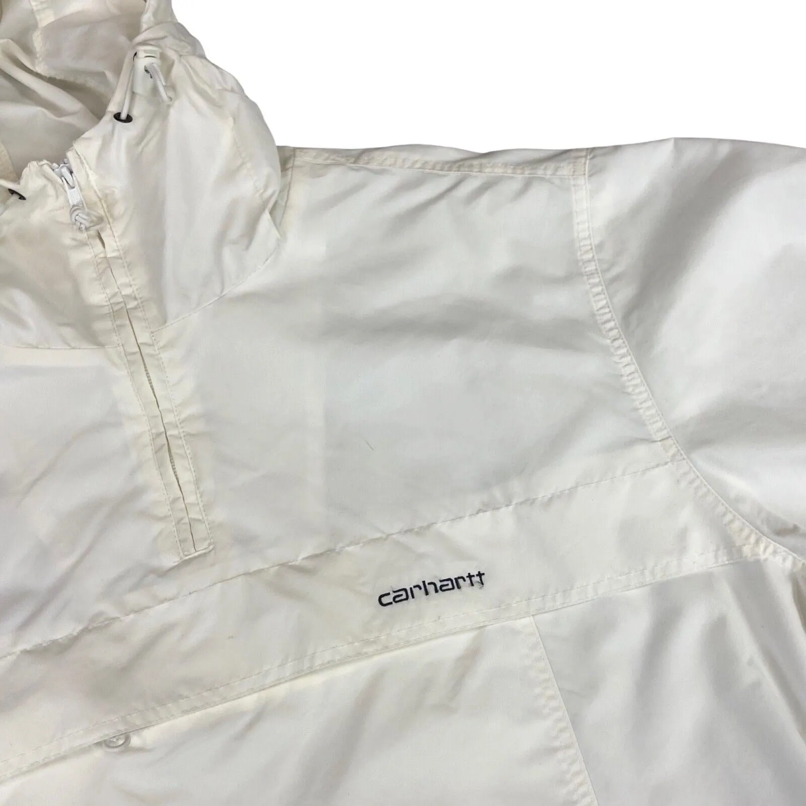 Vintage 00s White Carhartt Pullover Embroidered Jacket XL