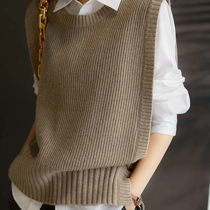 Wenkouban Graduation Gifts Fashion Sleeveless Knttied Sweater Vest Vintage O-neck Wool Jumper Women's Vest New Spring Autumn Pullover Sweater Female