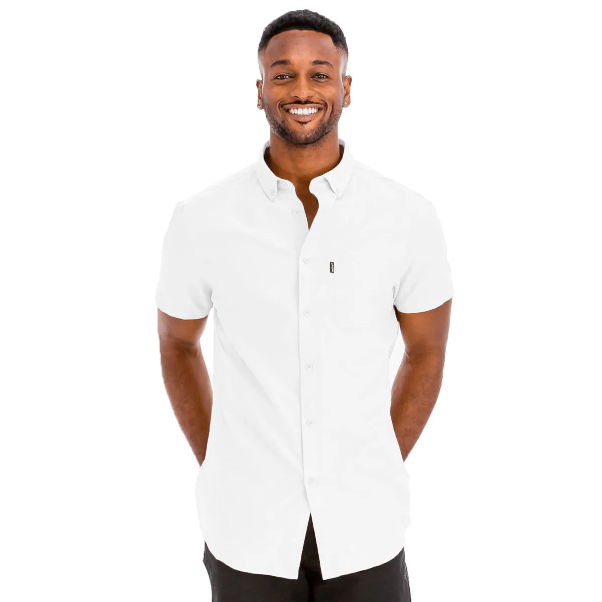 White Signature Short Sleeve Button-Down