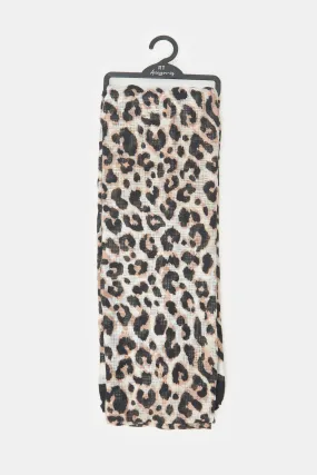 Women Beige Tiger Printed Scarf