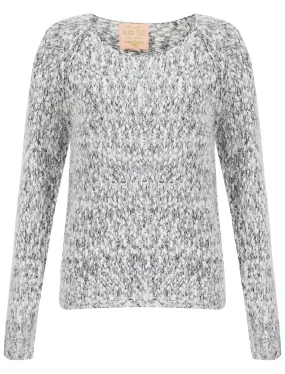 Womens Plum Tree Passion Flower Jumper in Anthracite and Light Grey Twist