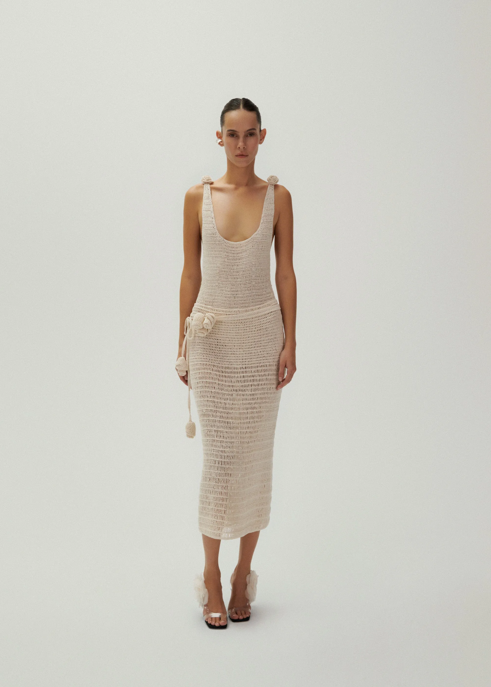 Wrap crochet skirt in cream